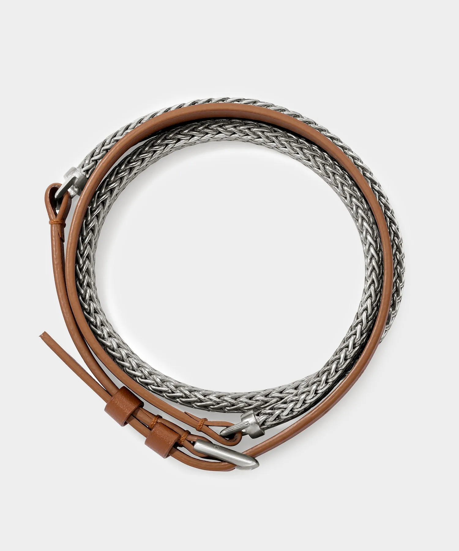 Todd Snyder x John Hardy Flat Silver Chain and Leather Bracelet