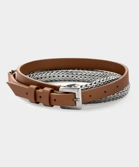 Todd Snyder x John Hardy Flat Silver Chain and Leather Bracelet