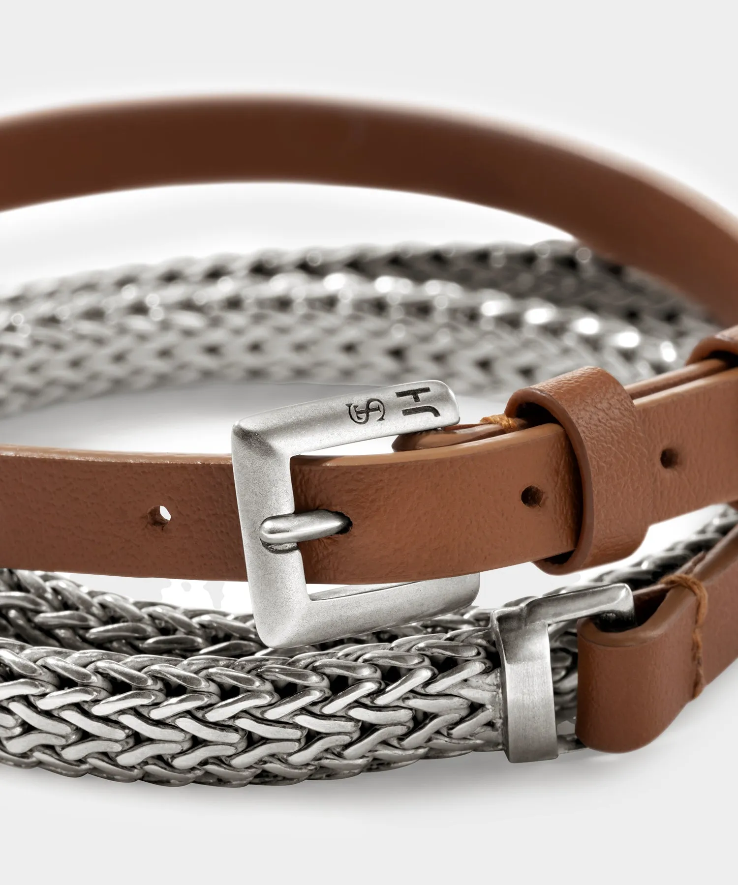 Todd Snyder x John Hardy Flat Silver Chain and Leather Bracelet