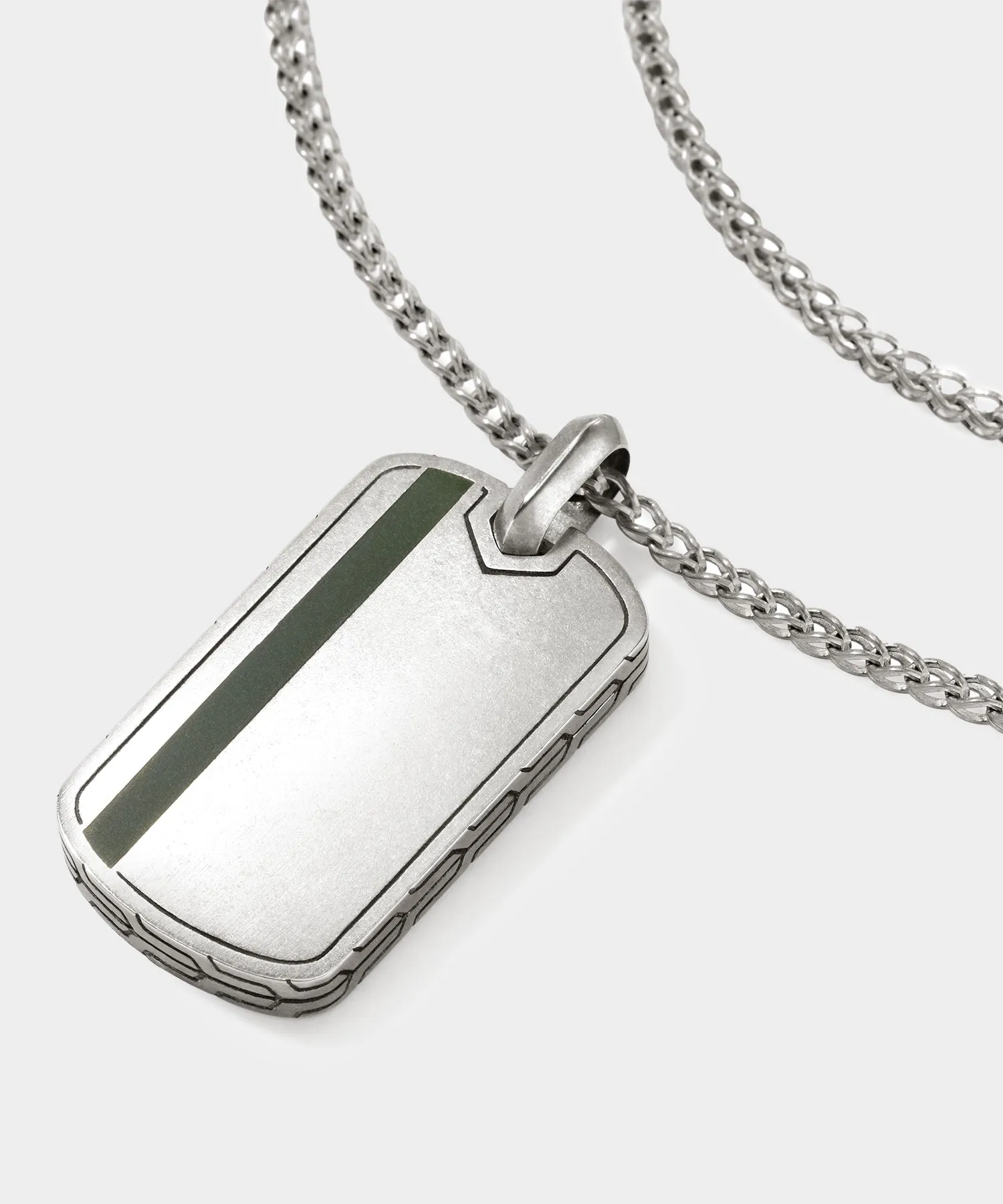 Todd Snyder x John Hardy Silver Green Enamel Dog Tag Pendant