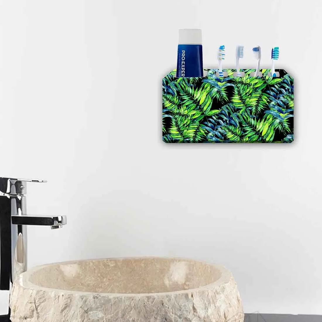 Toothbrush Holder Wall Mounted -Tropical Green Leaf