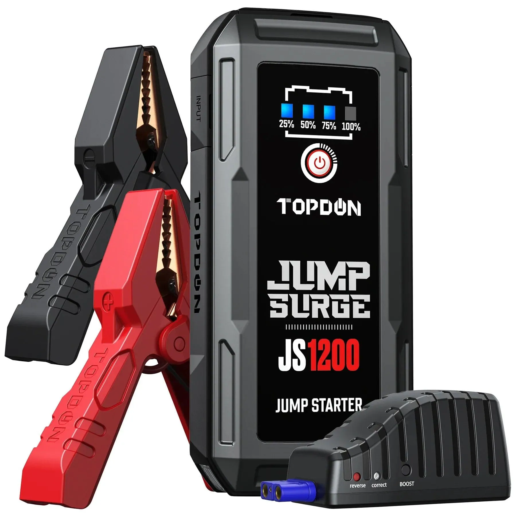 Topdon High-Powered 2000A/1200A Jump Starter & 16000mAh Car Power Bank for 12V Vehicles