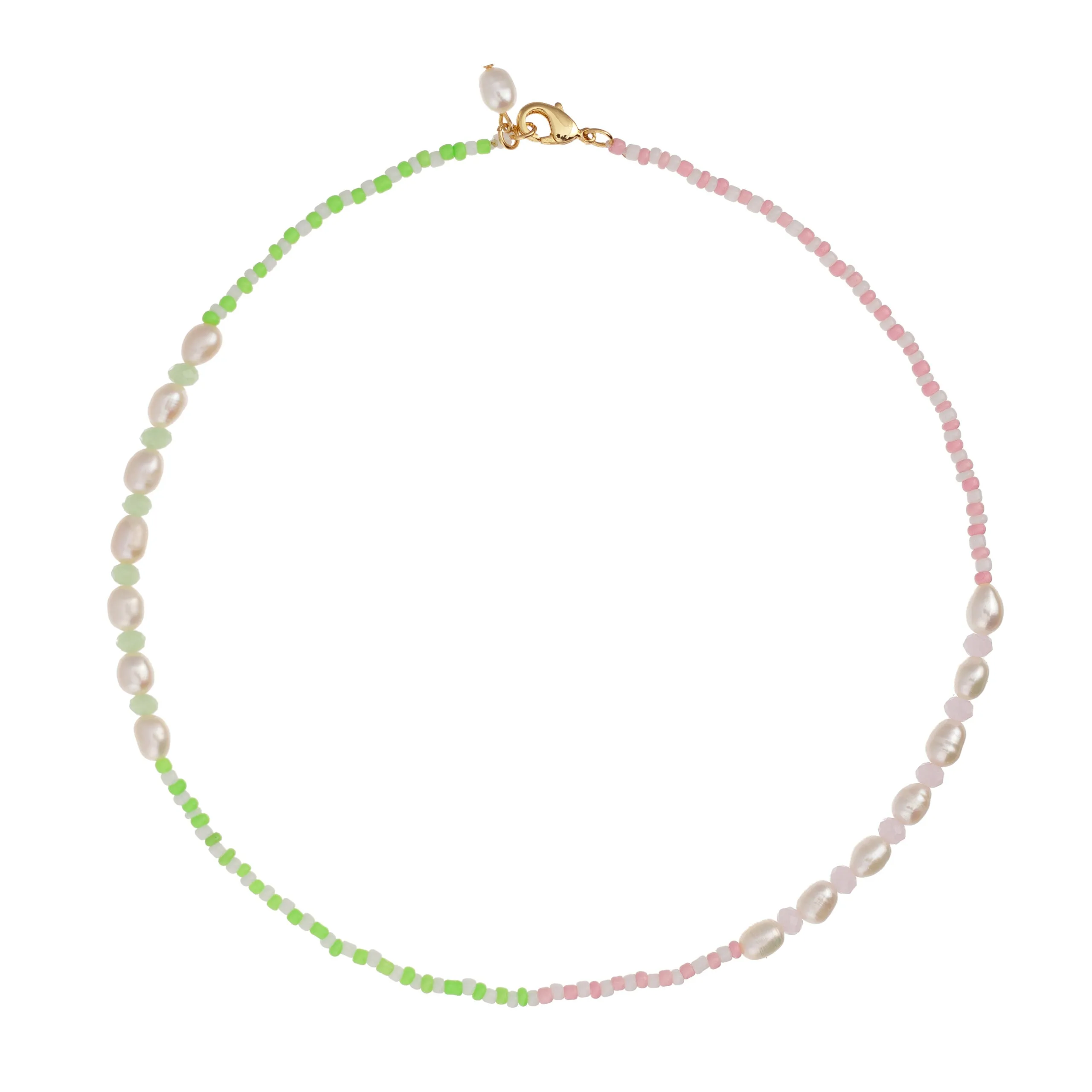 Tulum Beaded Pearl Necklace - Neon