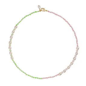 Tulum Beaded Pearl Necklace - Neon