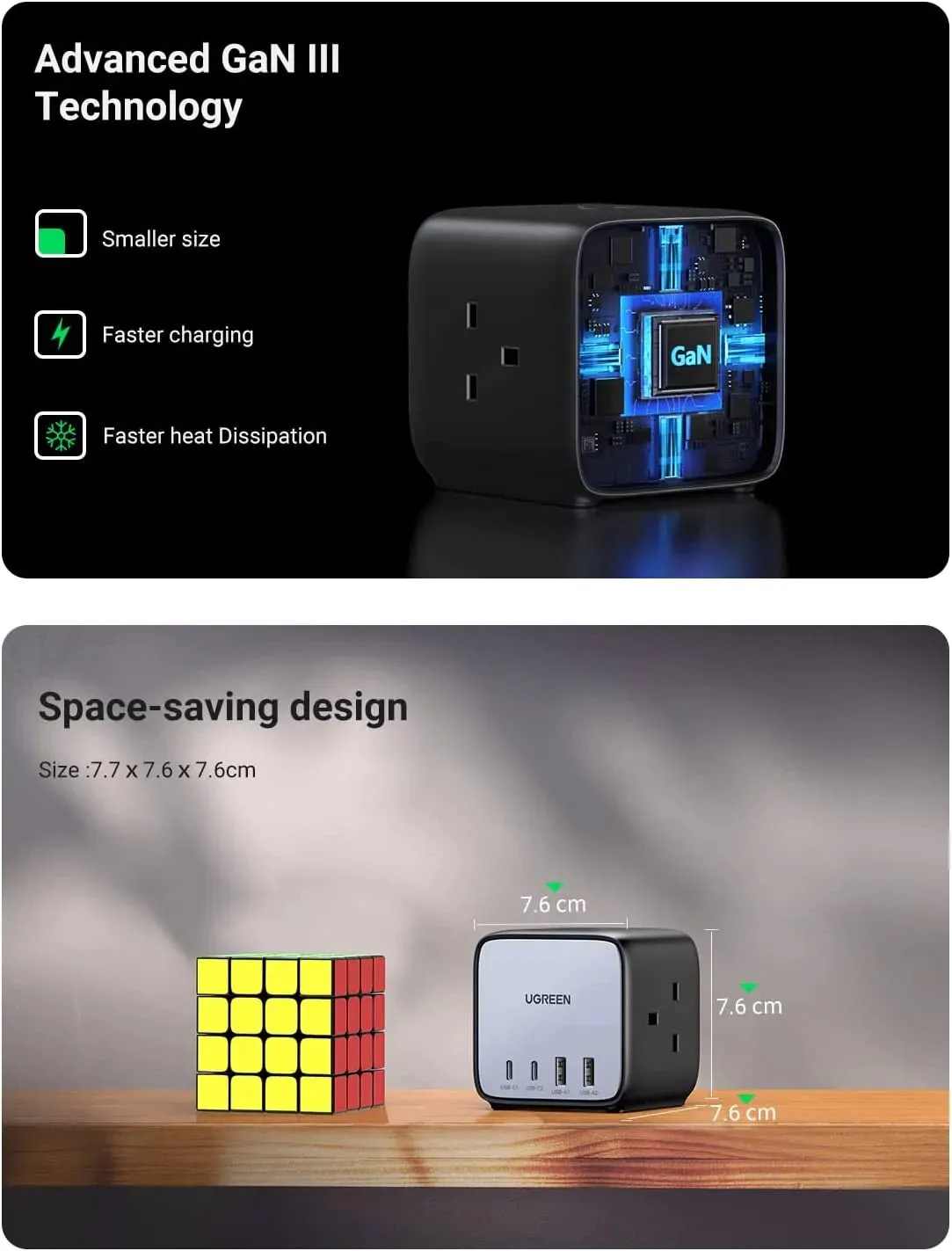 UGREEN 65W USB C GaN Charging Station-7 Ports Desktop Charger