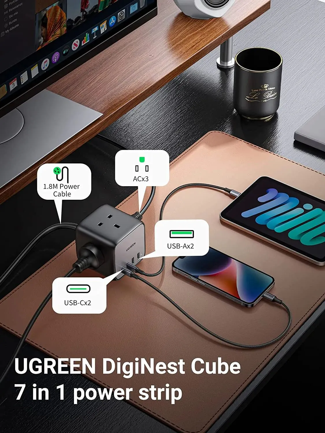 UGREEN 65W USB C GaN Charging Station-7 Ports Desktop Charger