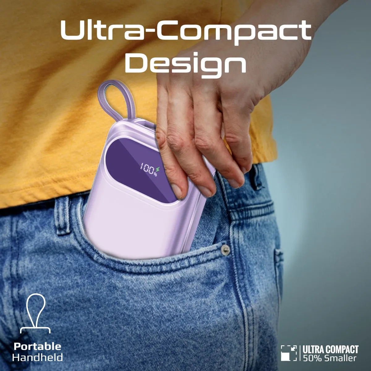 Ultra Compact 35W SuperSpeed™ Power Bank with Built-In USB-C & Lightning Cable