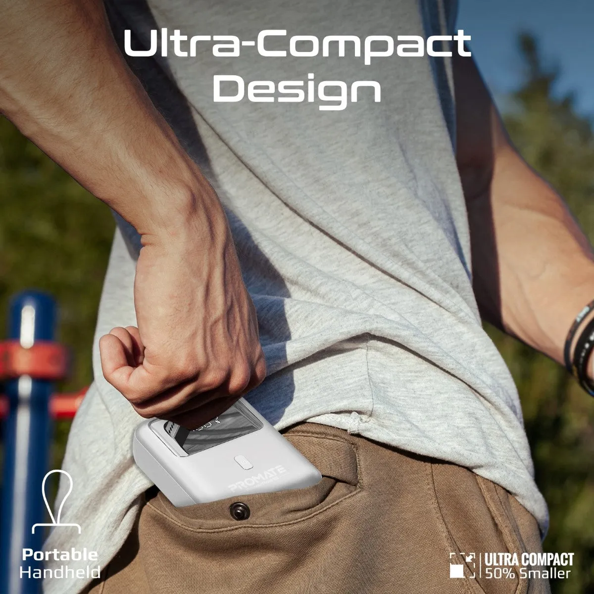 Ultra Compact 35W SuperSpeed™ Power Bank with Built-In USB-C Cable