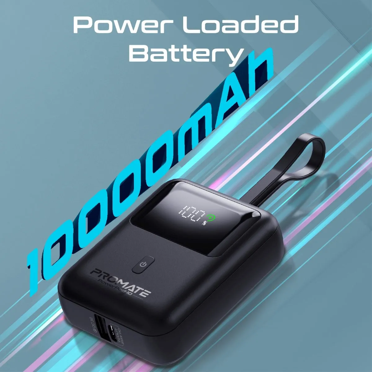 Ultra Compact 35W SuperSpeed™ Power Bank with Built-In USB-C Cable