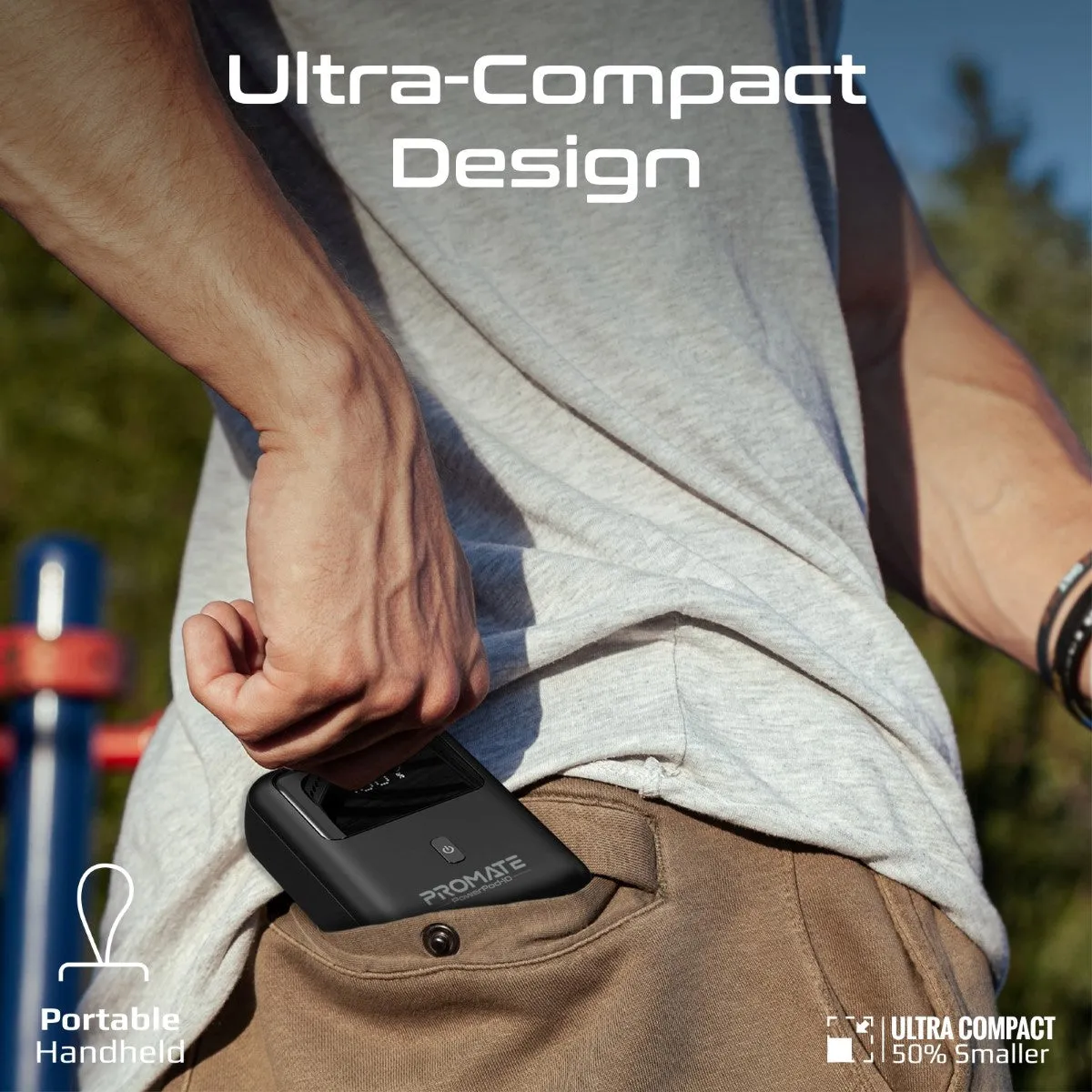 Ultra Compact 35W SuperSpeed™ Power Bank with Built-In USB-C Cable