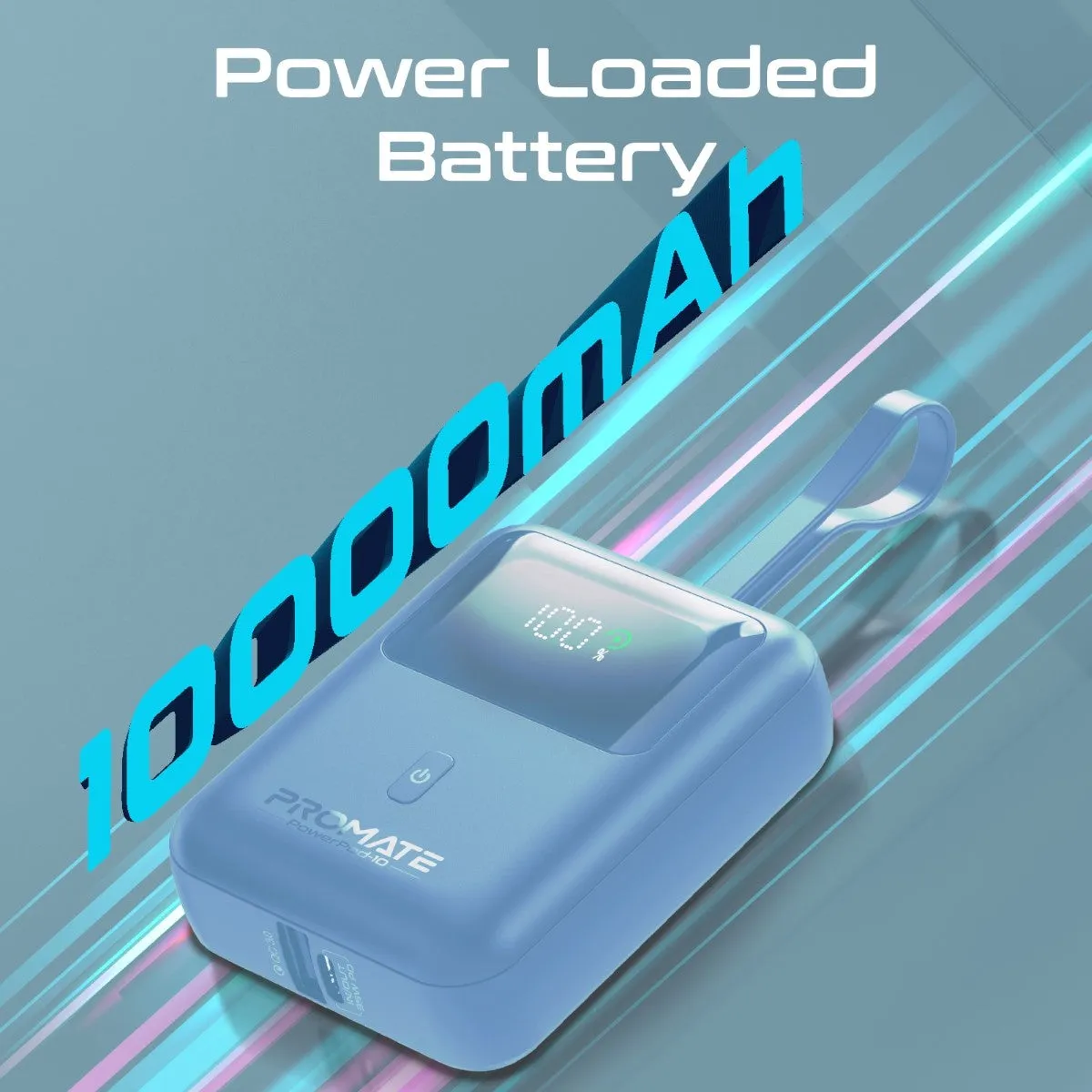 Ultra Compact 35W SuperSpeed™ Power Bank with Built-In USB-C Cable