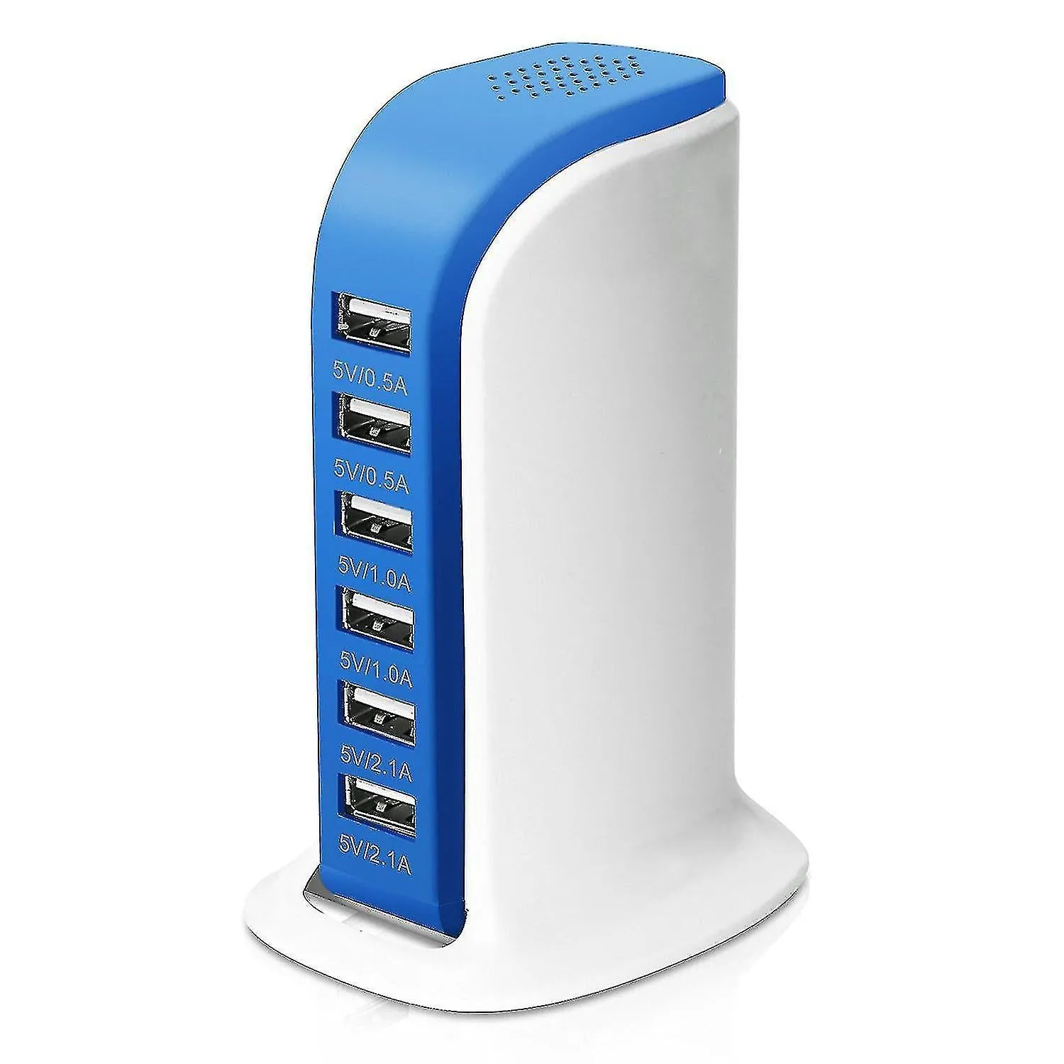 Universal charging station desktop 6 Port USB travel charging dock（White）