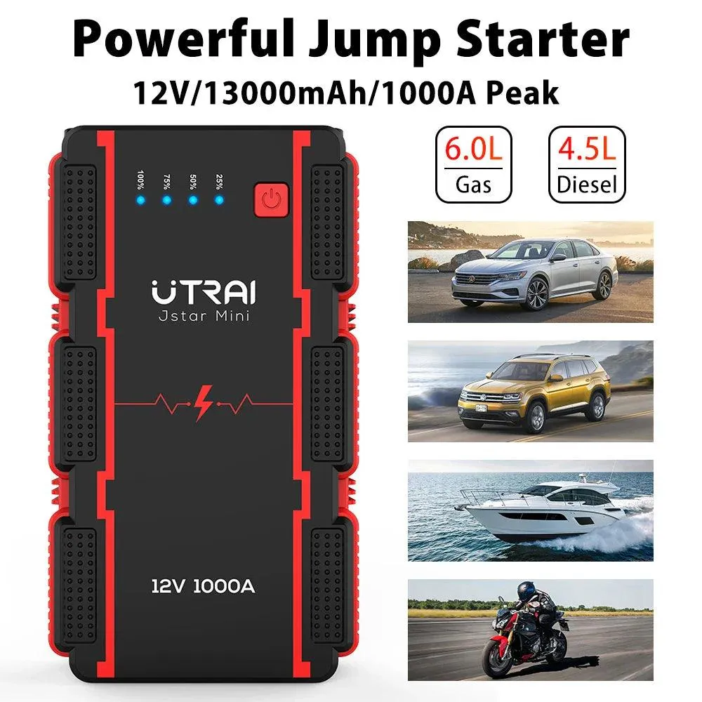 UTRAI 1000A Portable Car Battery Jump Starter and Power Bank with Emergency LED Light