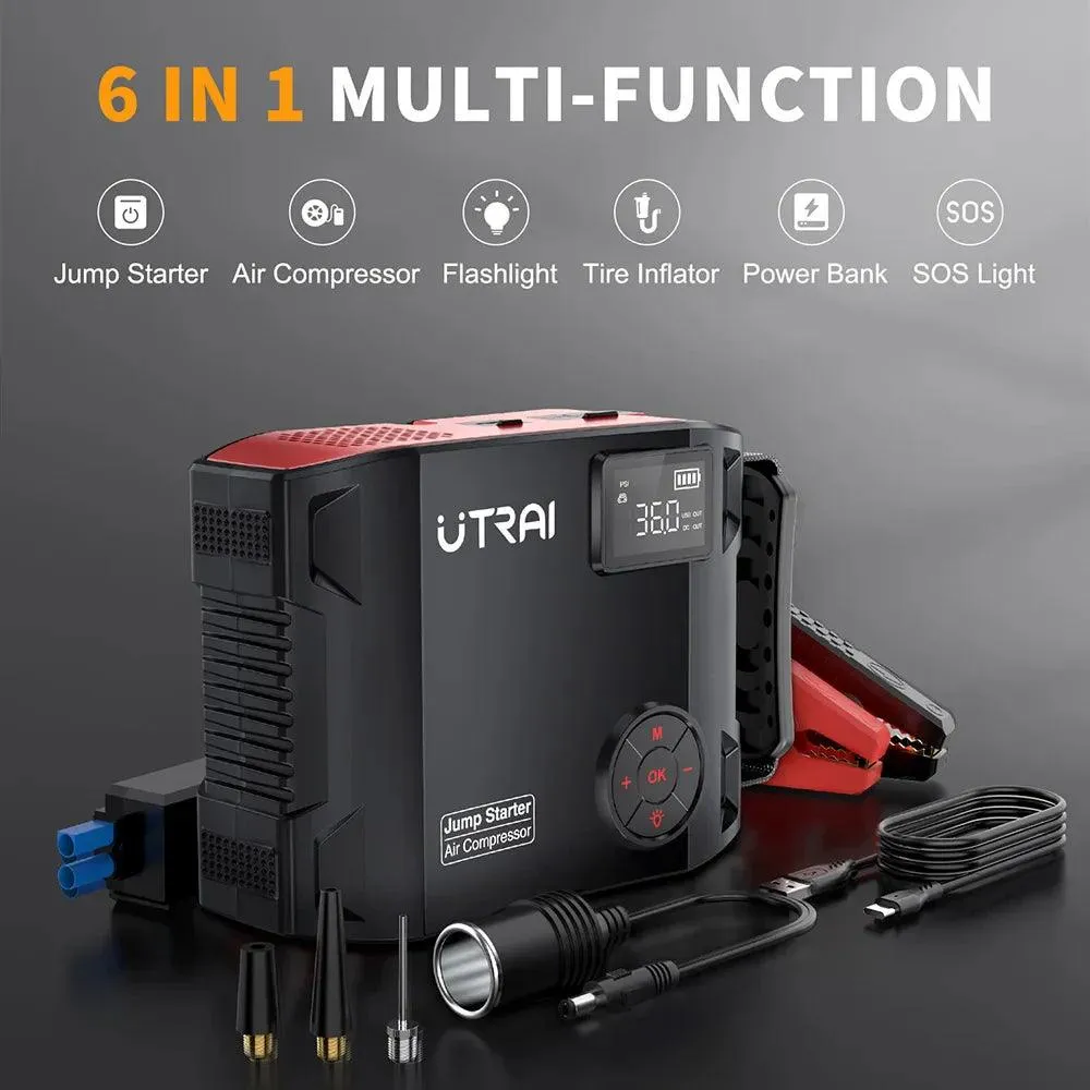 UTRAI 4-in-1 Emergency Air Pump & Jump Starter with LED Flashlight