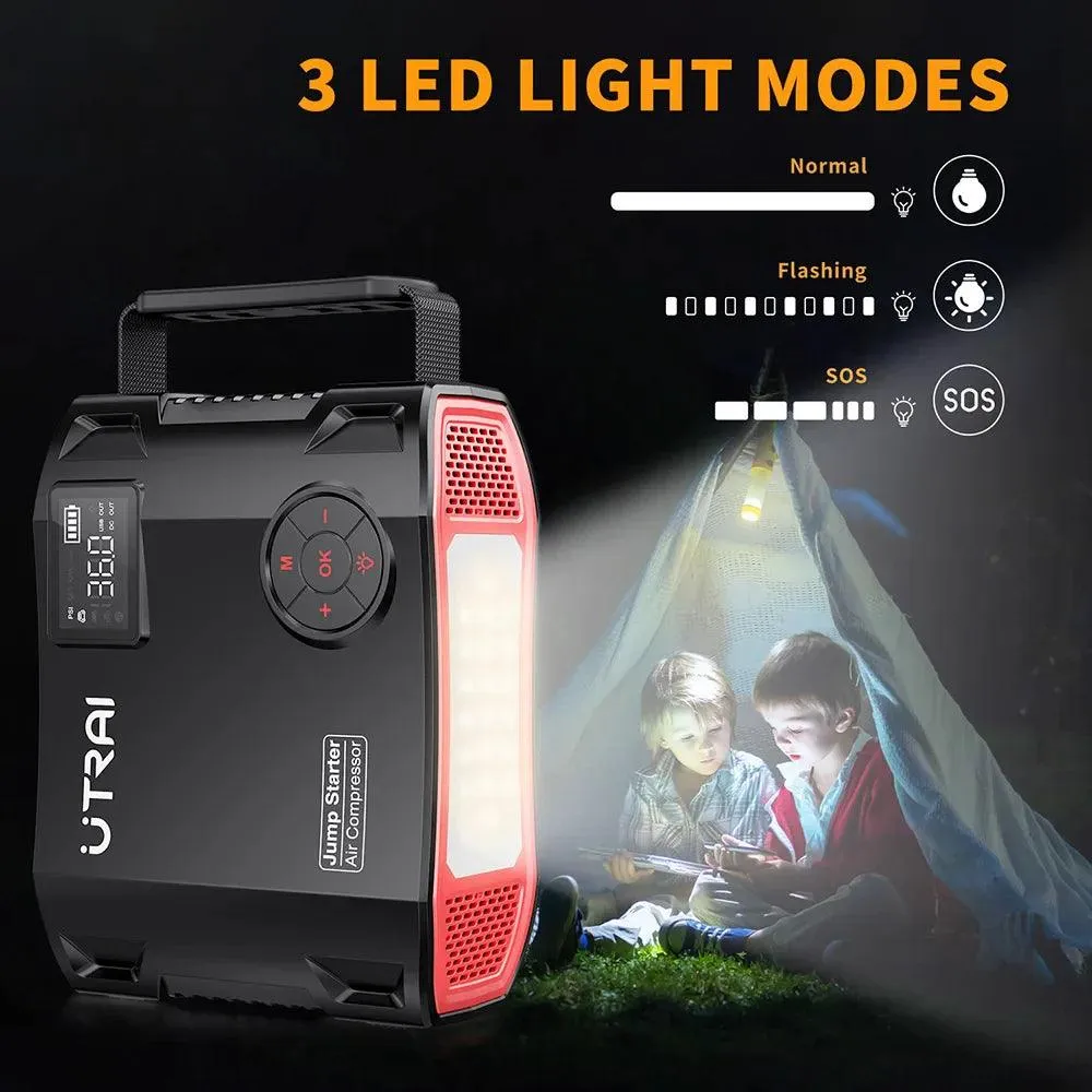 UTRAI 4-in-1 Emergency Air Pump & Jump Starter with LED Flashlight