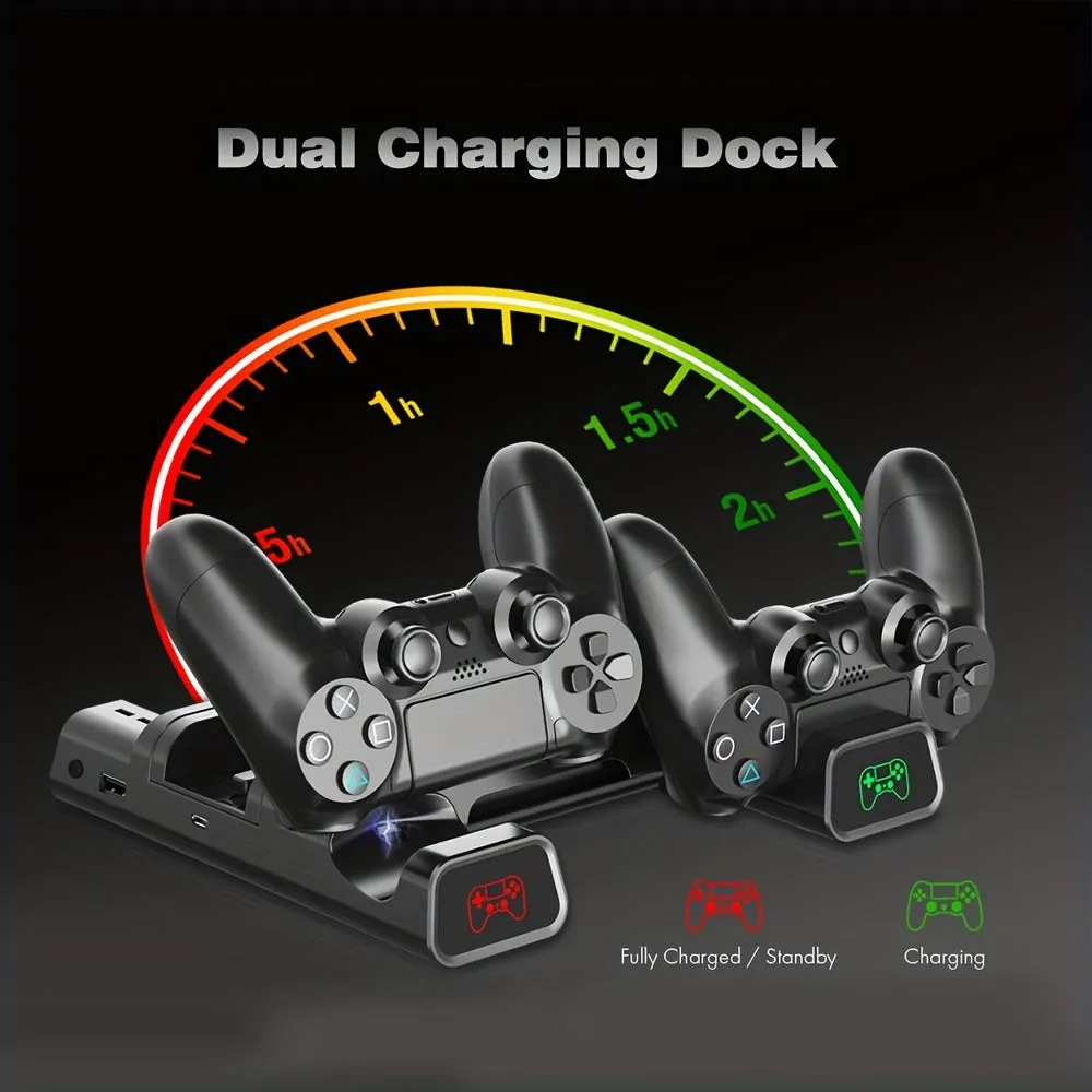 Vertical Stand Cooling Fan Station for PlayStation 4 All-in-One Charging Dock and Game Organizer