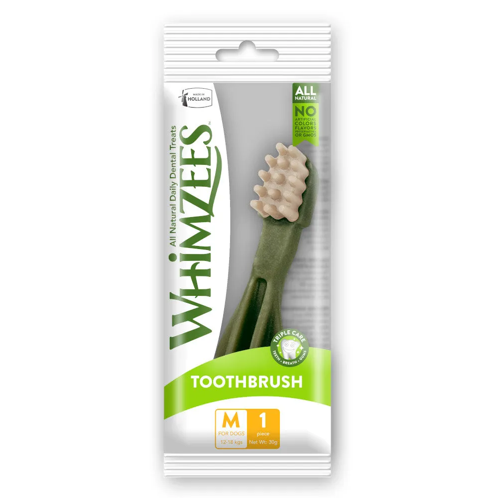 Whimzees Toothbrush Medium Natural Dental Dog Treats Trial Pack 1ct