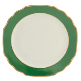 White Georgian ColorSheen Emerald Green - Gold Banding - Charger Plate