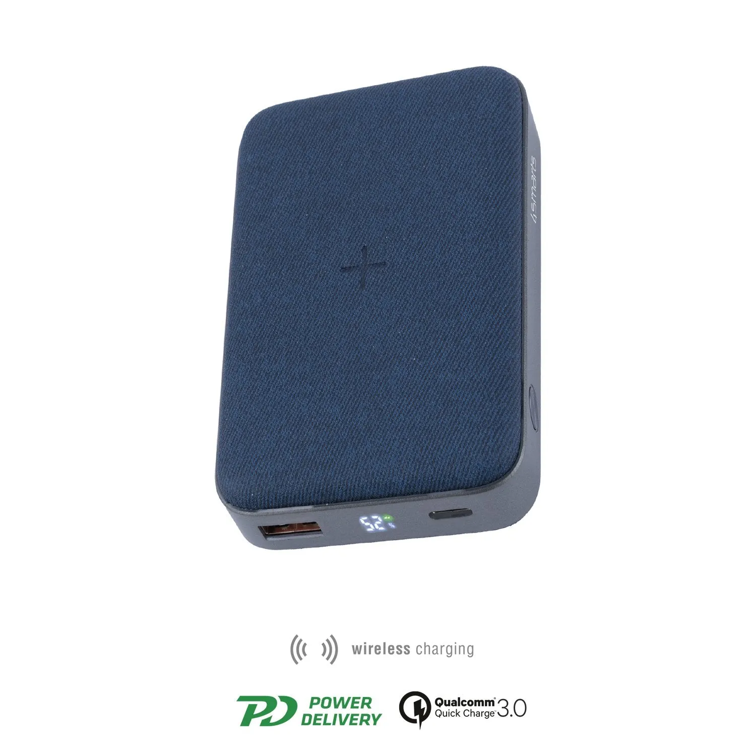 Wireless Inductive Power Bank VoltHub Ultimate 10000 mAh with PD, Qi and Quick Charge Blue/Grey