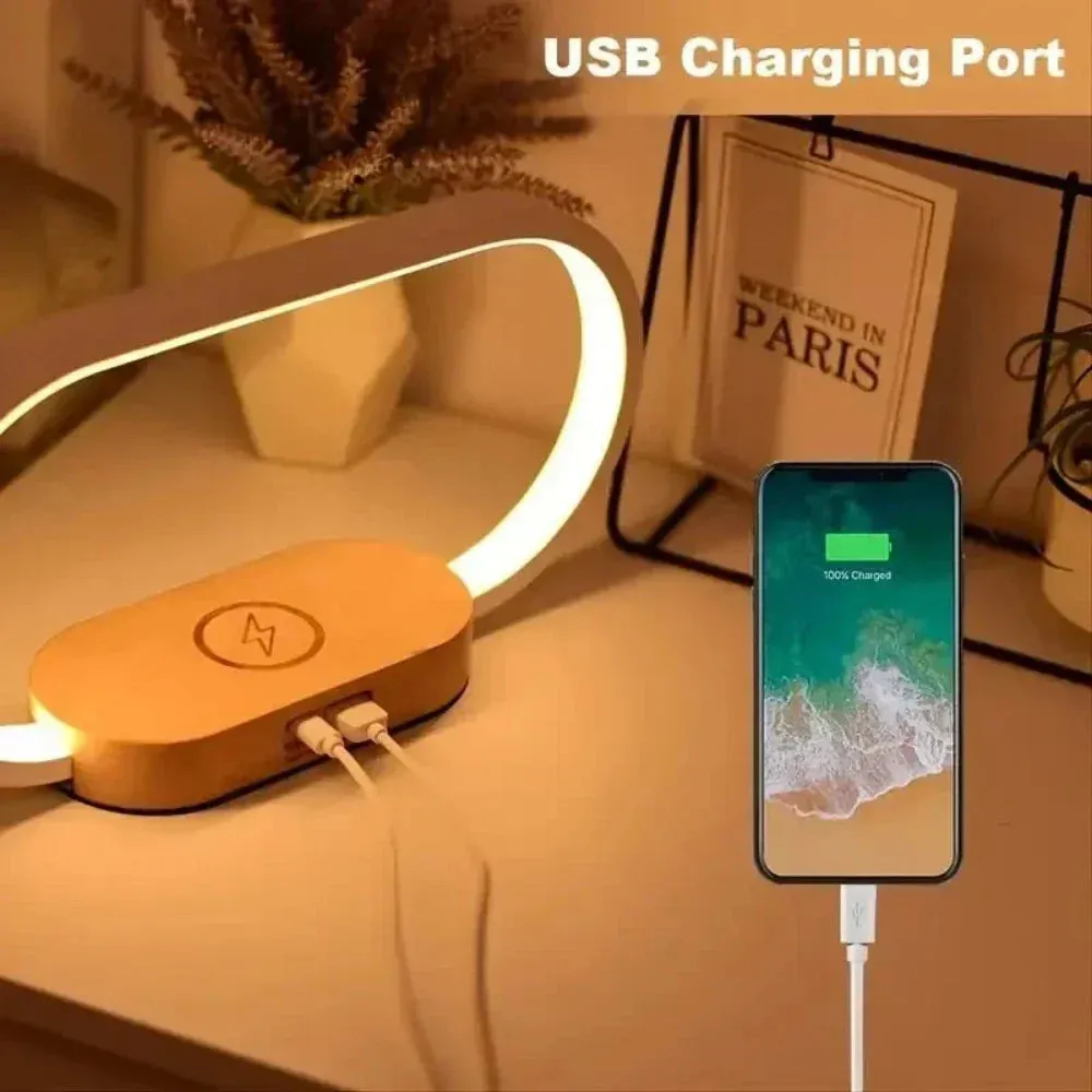 Wooden Wireless Charger LED Lamp Station