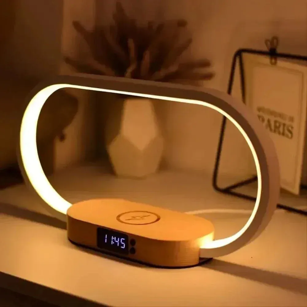 Wooden Wireless Charger LED Lamp Station