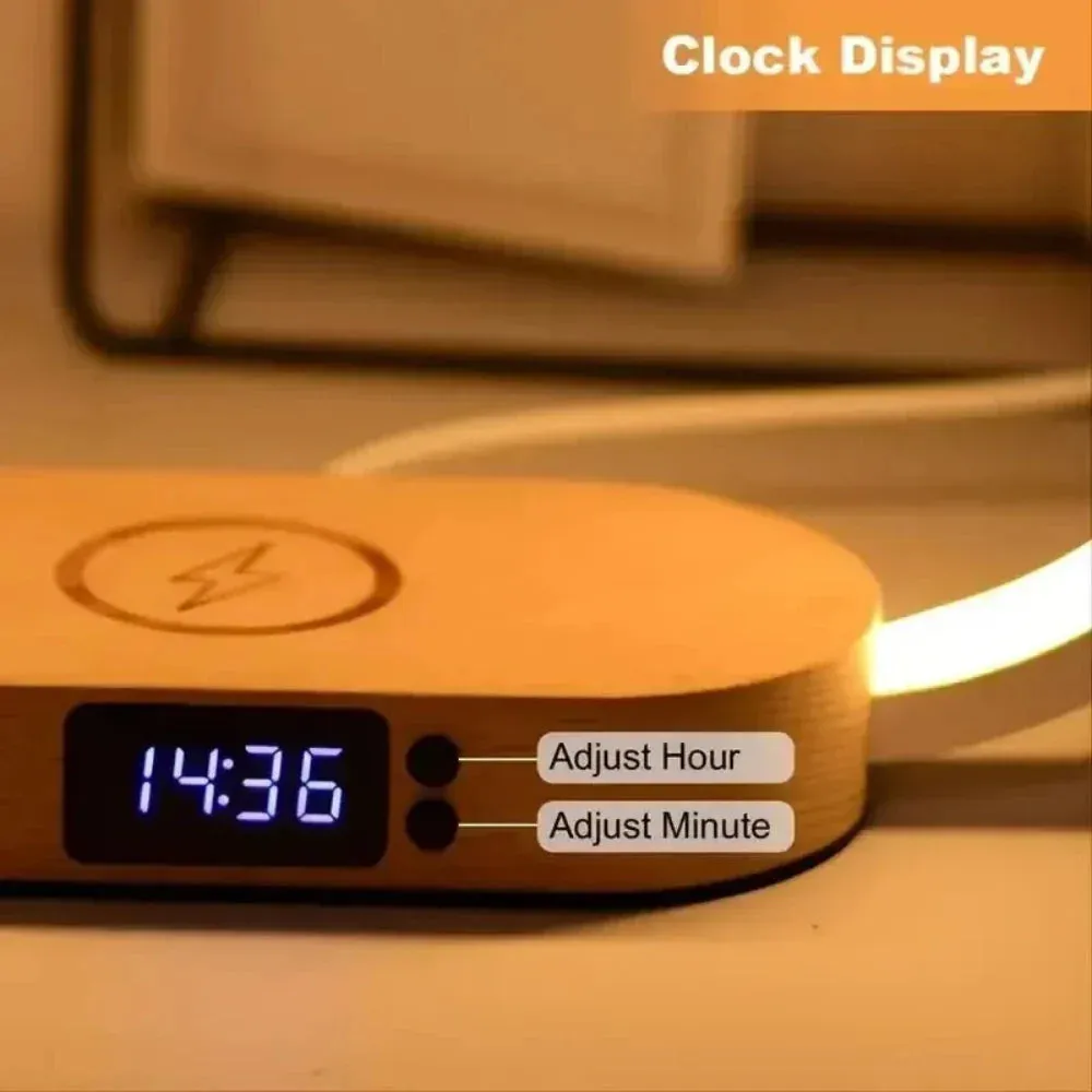 Wooden Wireless Charger LED Lamp Station