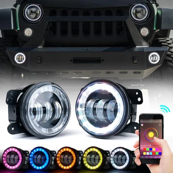 Xprite Fog Lights Dodge Journey (09-13) Magnum (05-08) Charger (11-13) 4" LED w/ RGB Halo